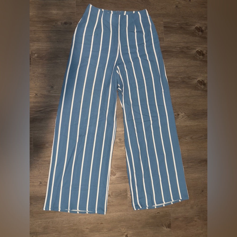 Blue and White Striped Pants